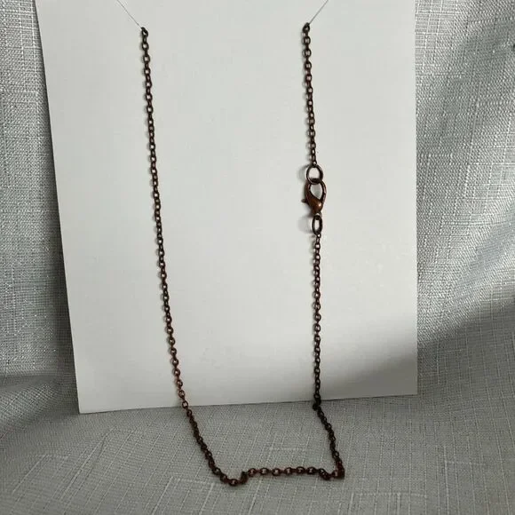 Heart Hammered Copper Pendant 19 Inches - Picture 3 of 3